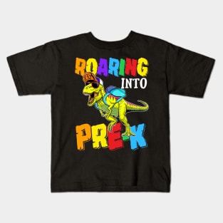 Roaring Into Pre-k Dinosaur Back To School Kids T-Shirt